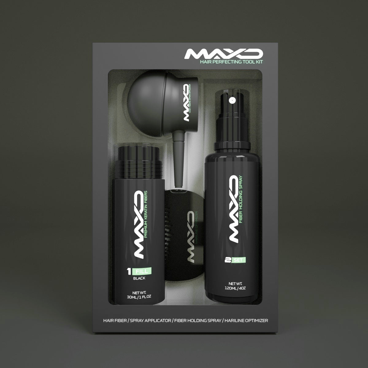 MAXD Hair Thickening Fiber Kit + Tools